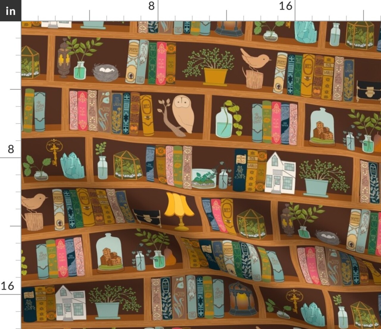 Library Home Reading Books Bookshelf Custom Printed Fabric by Spoonflower Various Fabrics by the Yard or Fat Quarter